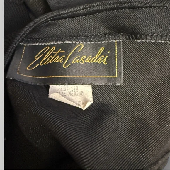 Vintage 1980s Eletra Casadei Pearl & Rhinestone Mini Black Dress -  Size Medium - Picture 9 of 10